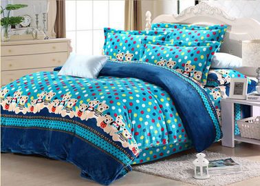 จุดพิมพ์ผ้าคลุมเตียงขนแกะฝาครอบชุดซูเปอร์นุ่มและอบอุ่นด้วยสีพื้นสีฟ้า