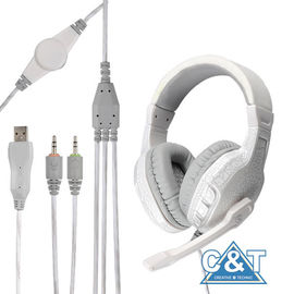 หูหูฟังสเตอริโอหรือหูฟังในตัวไมค์ไฟ LED สำหรับเกมส์